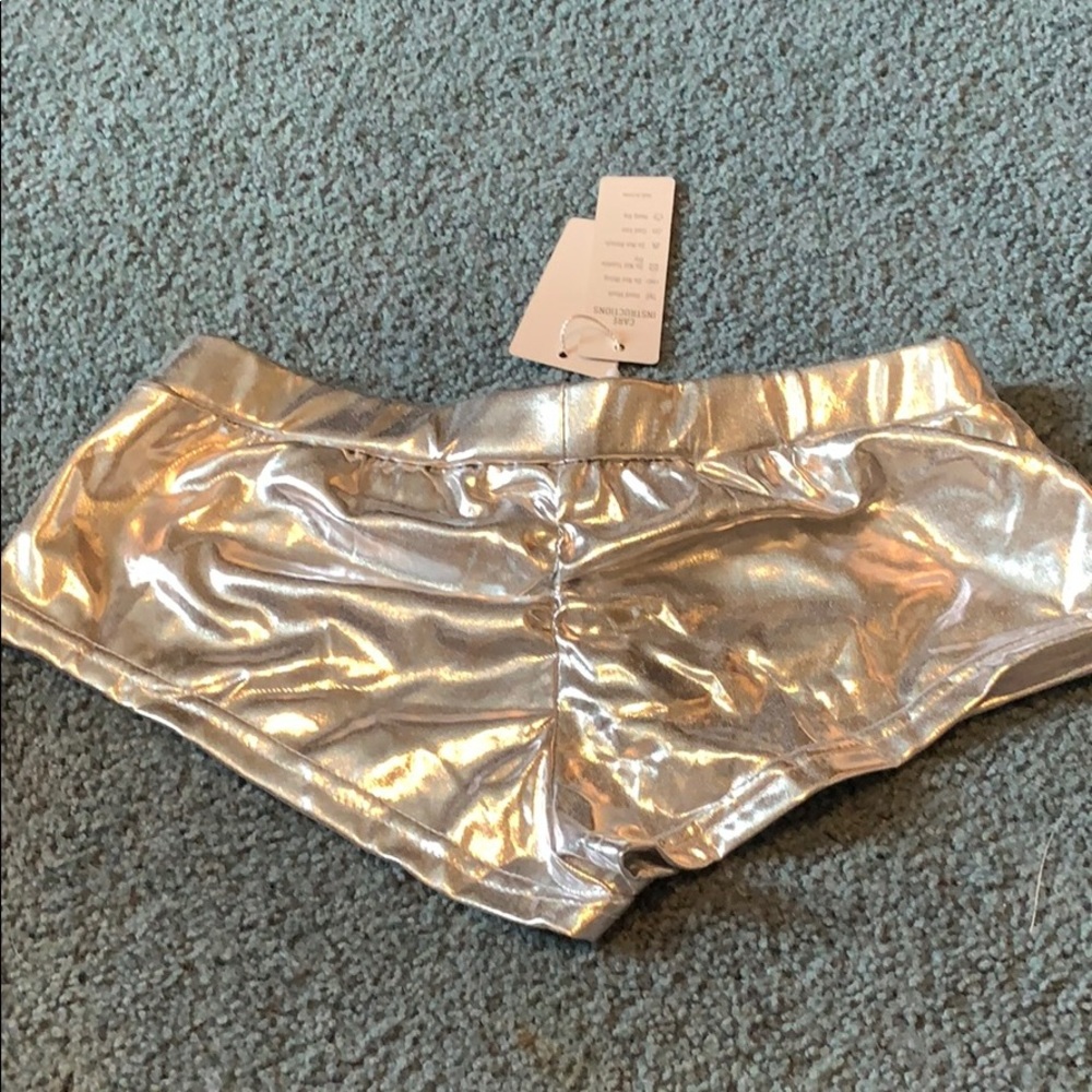 Silver metallic rave shorts